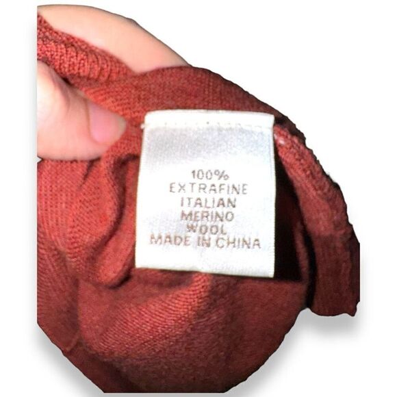 Peter Millar Rust Red 100% Merino Wool 1/4 Zip Sweater XL - Picture 7 of 10
